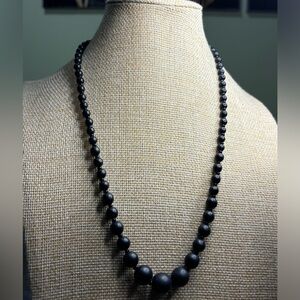 Elegant Glass Black Beaded Necklace